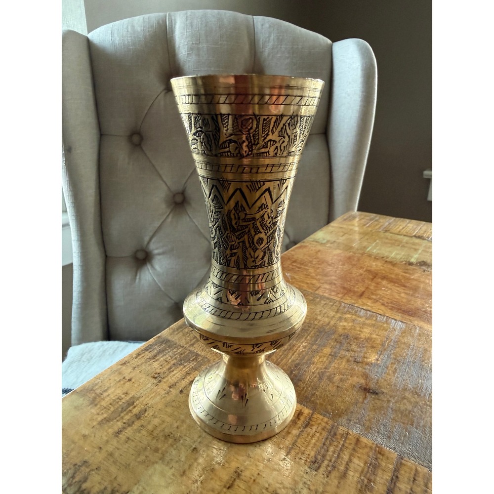Brass Etched Bud Vase Gold Vintage‎ Brass Decorative